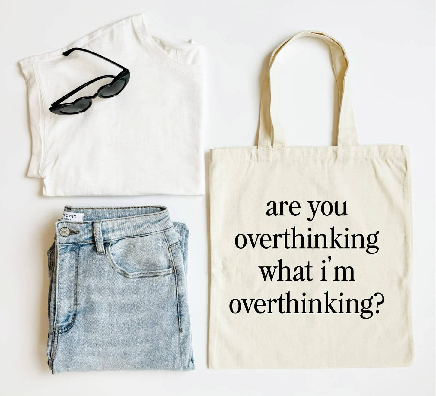 Overthinking Quote Canvas Tote Bag, Anxiety Tote, Funny Tote
