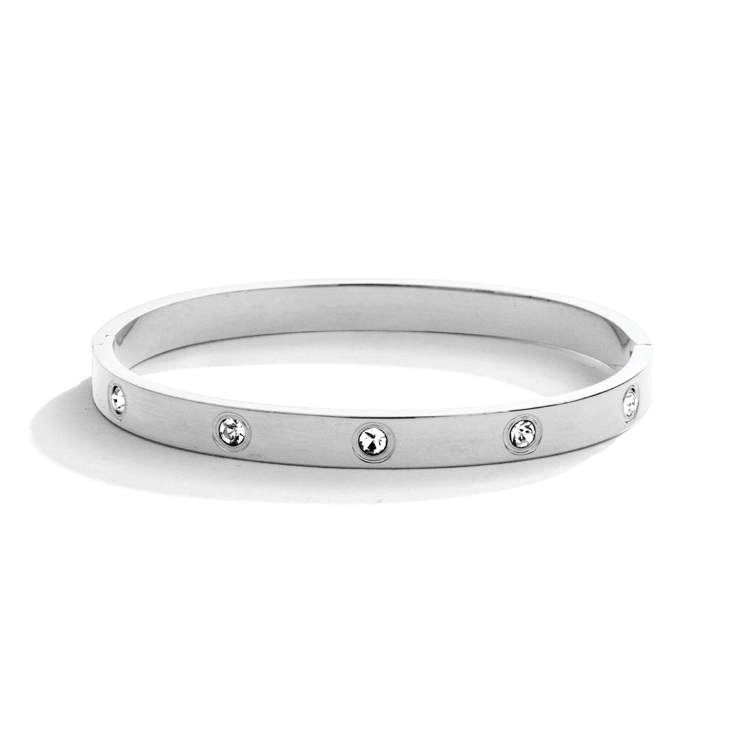 Cubic Zirconia Hinged Bracelet, Water Resistant
