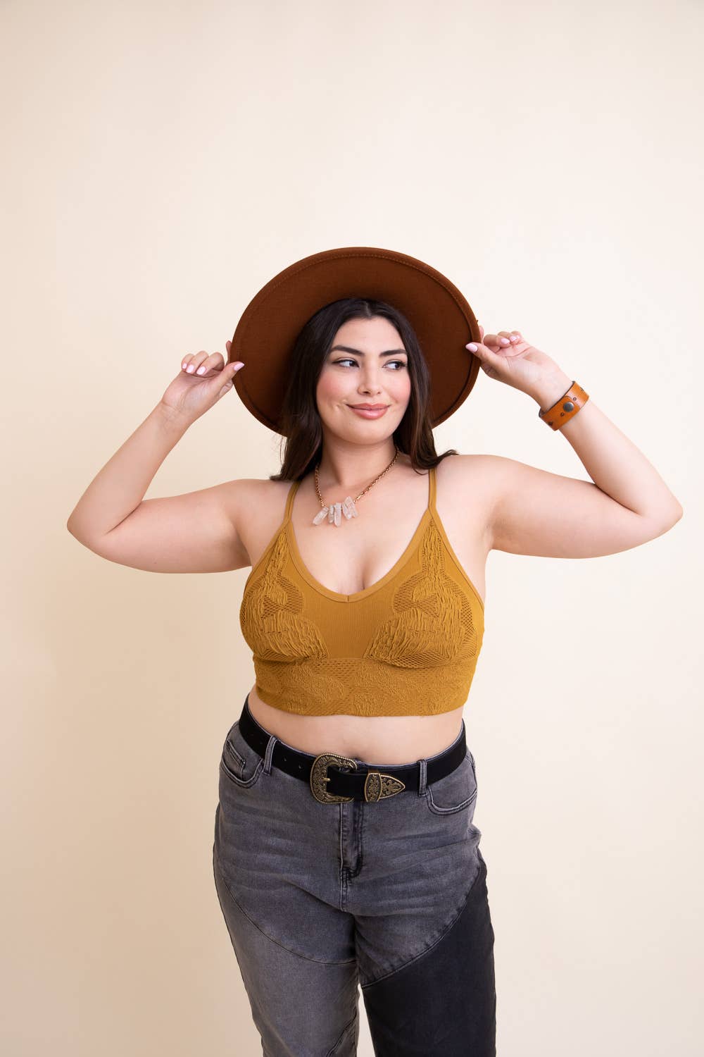 Full Coverage Seamless Padded Textured Brami Plus Size