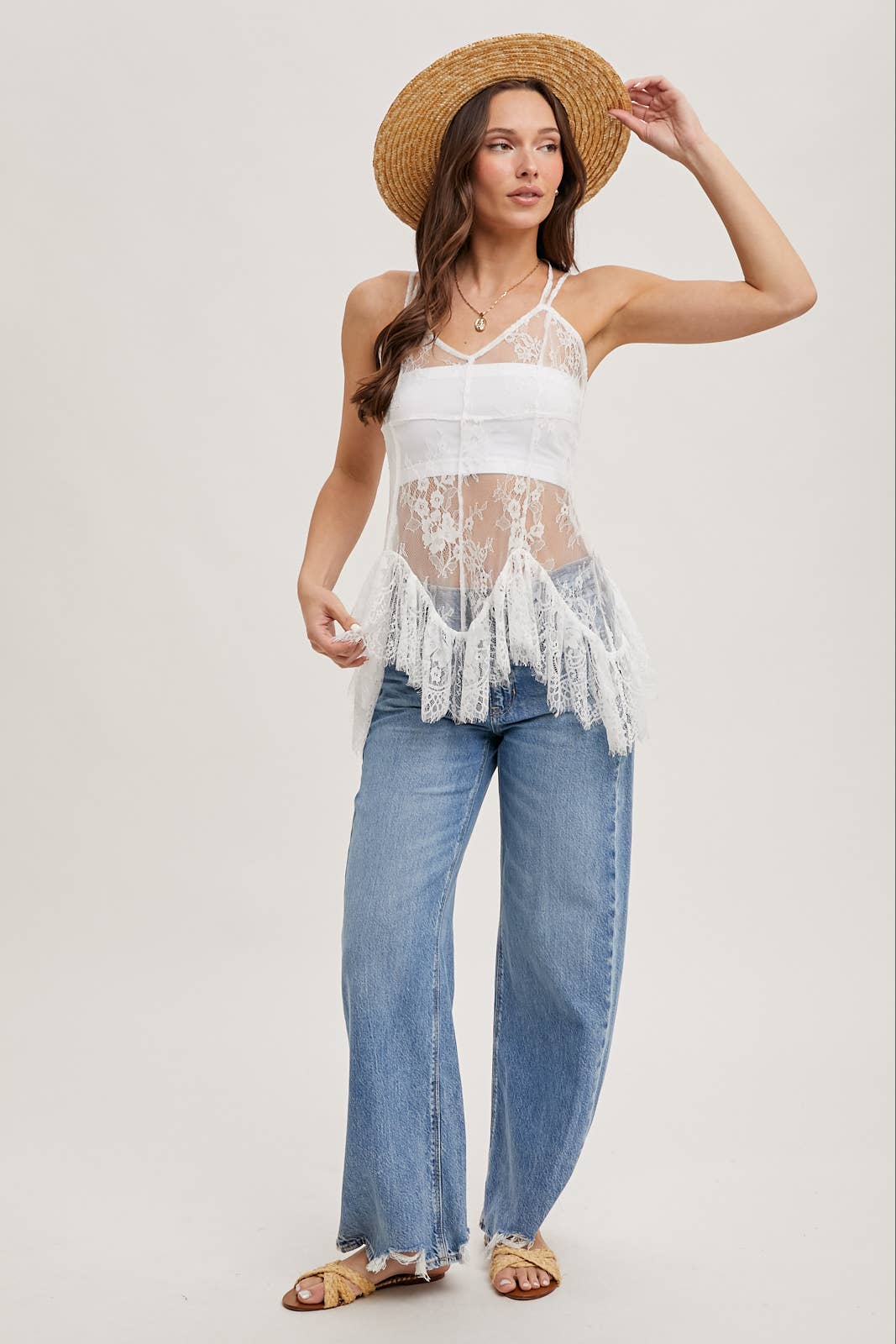 SHEER LACE CAMI TUNIC