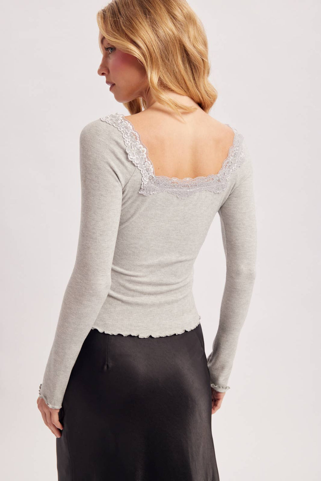 LACE TRIM SQUARE & BOAT NECK 2-WAY KNIT TOP