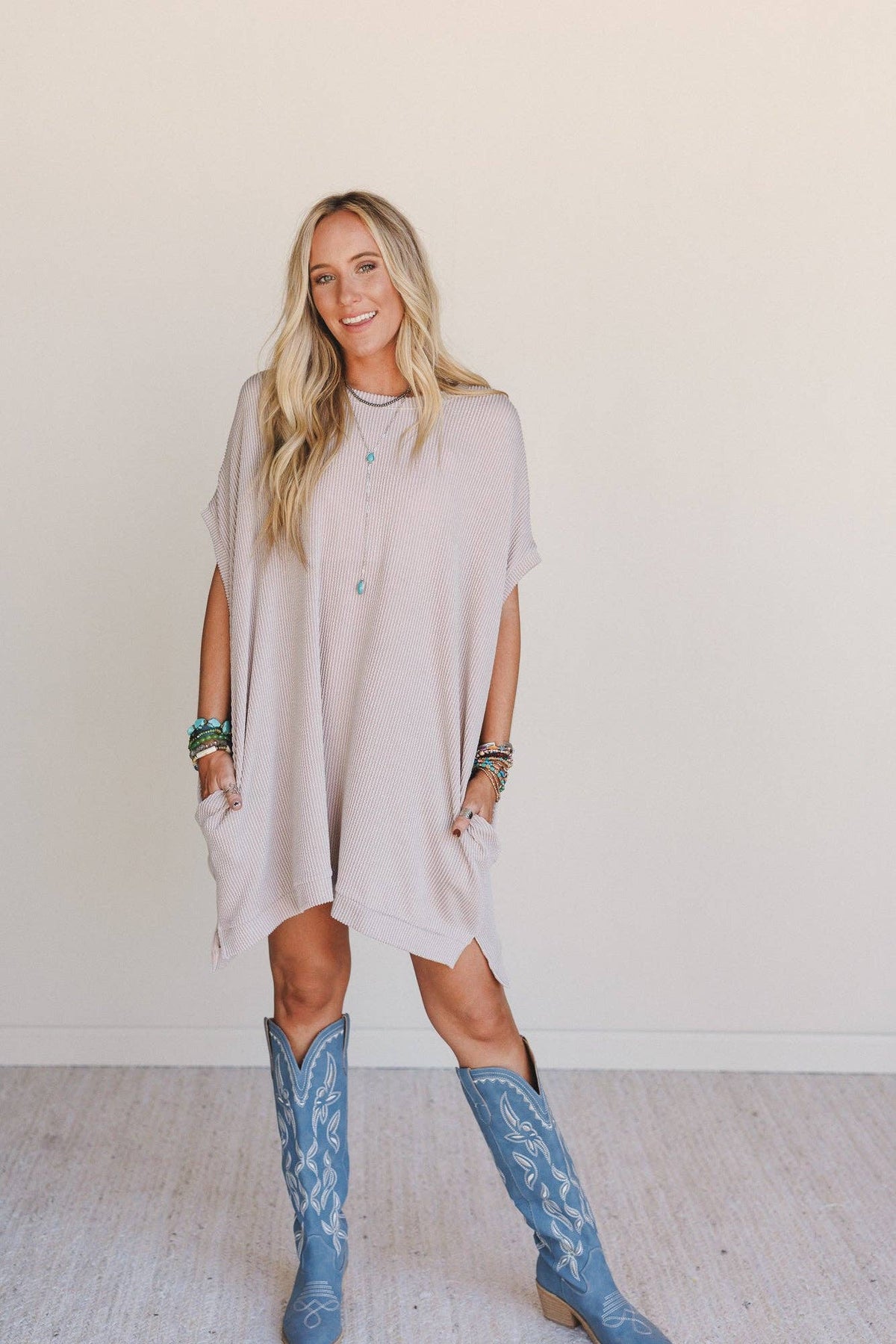 Moon Glow Texture Dress - Oat