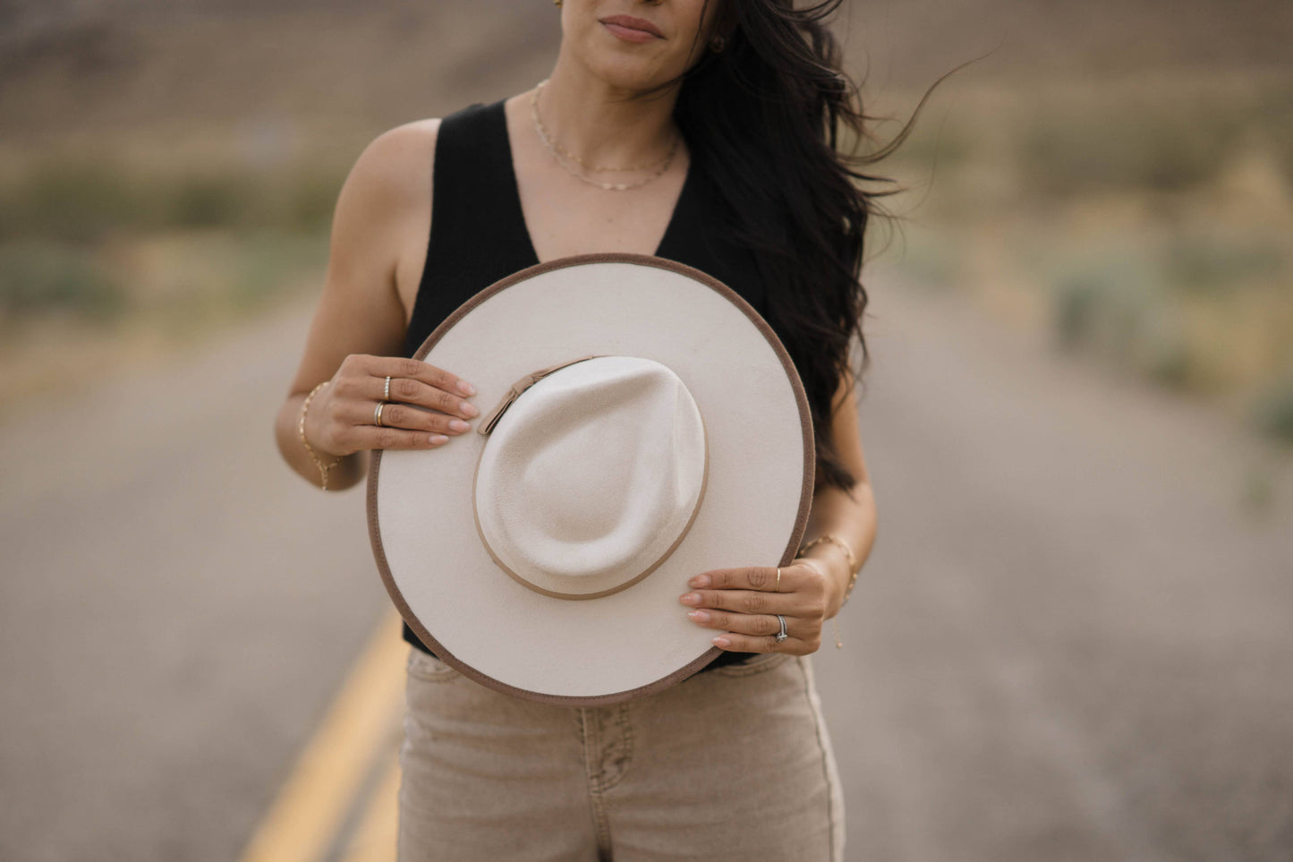 Vegan Suede Tear Drop Hat with Contrast Trim and Bow