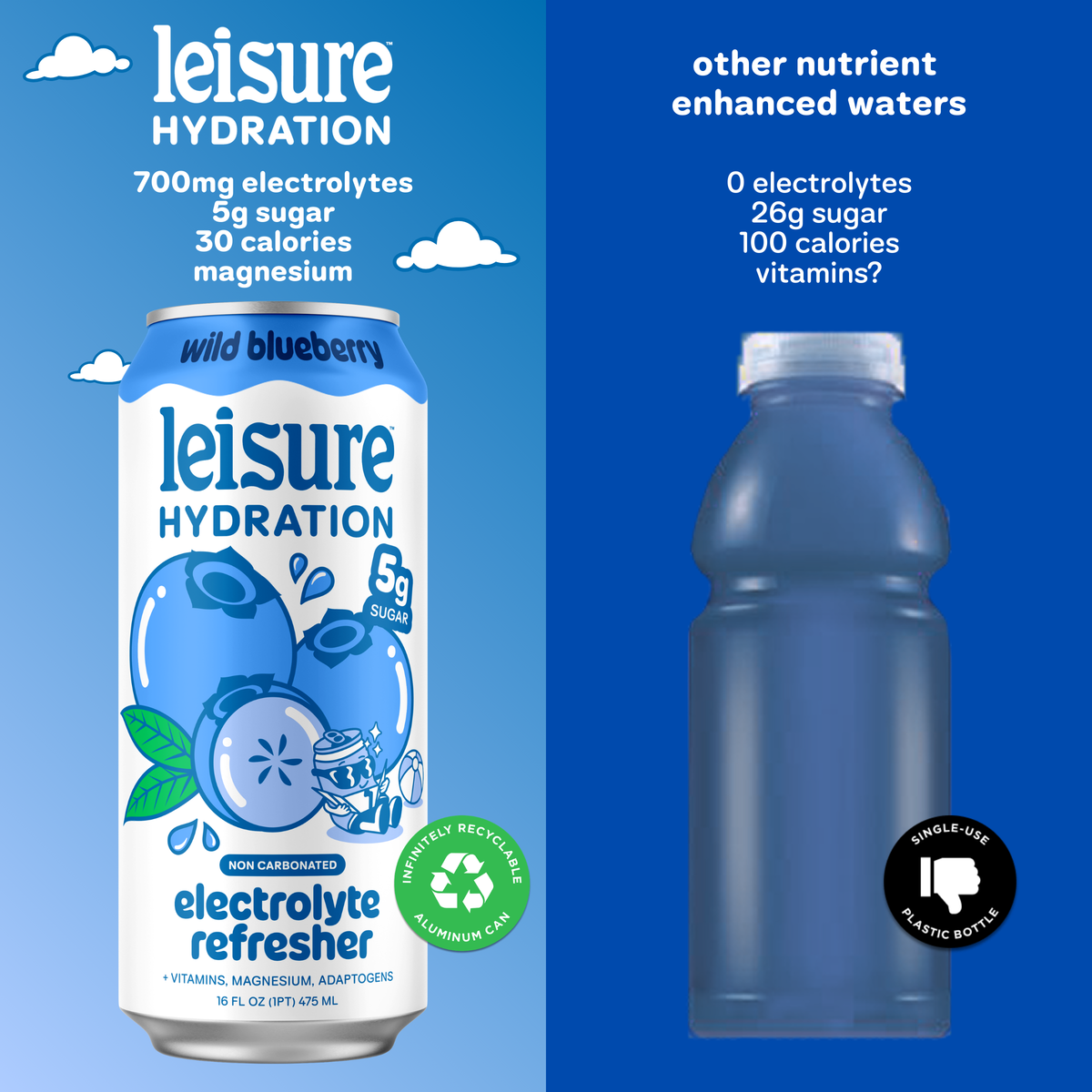 Leisure Hydration Electrolyte Wild Blueberry