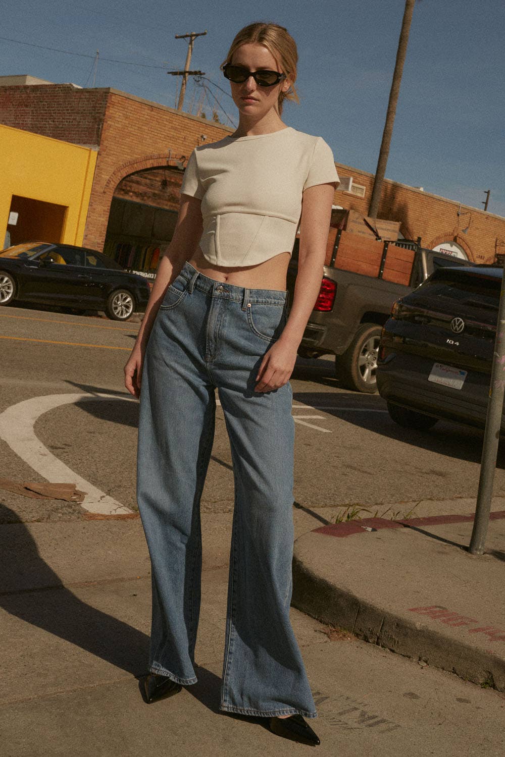Essential Trends Crepe Corset-Bodice Knit Top