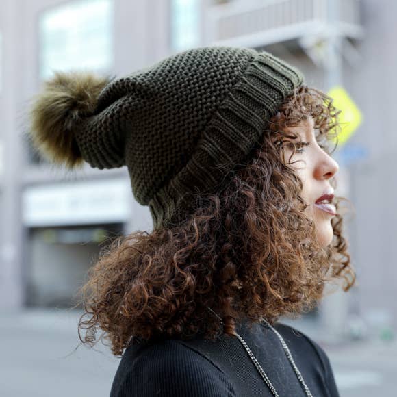Chunky Knit Pom Beanie with Faux Sherpa Lining 🐑