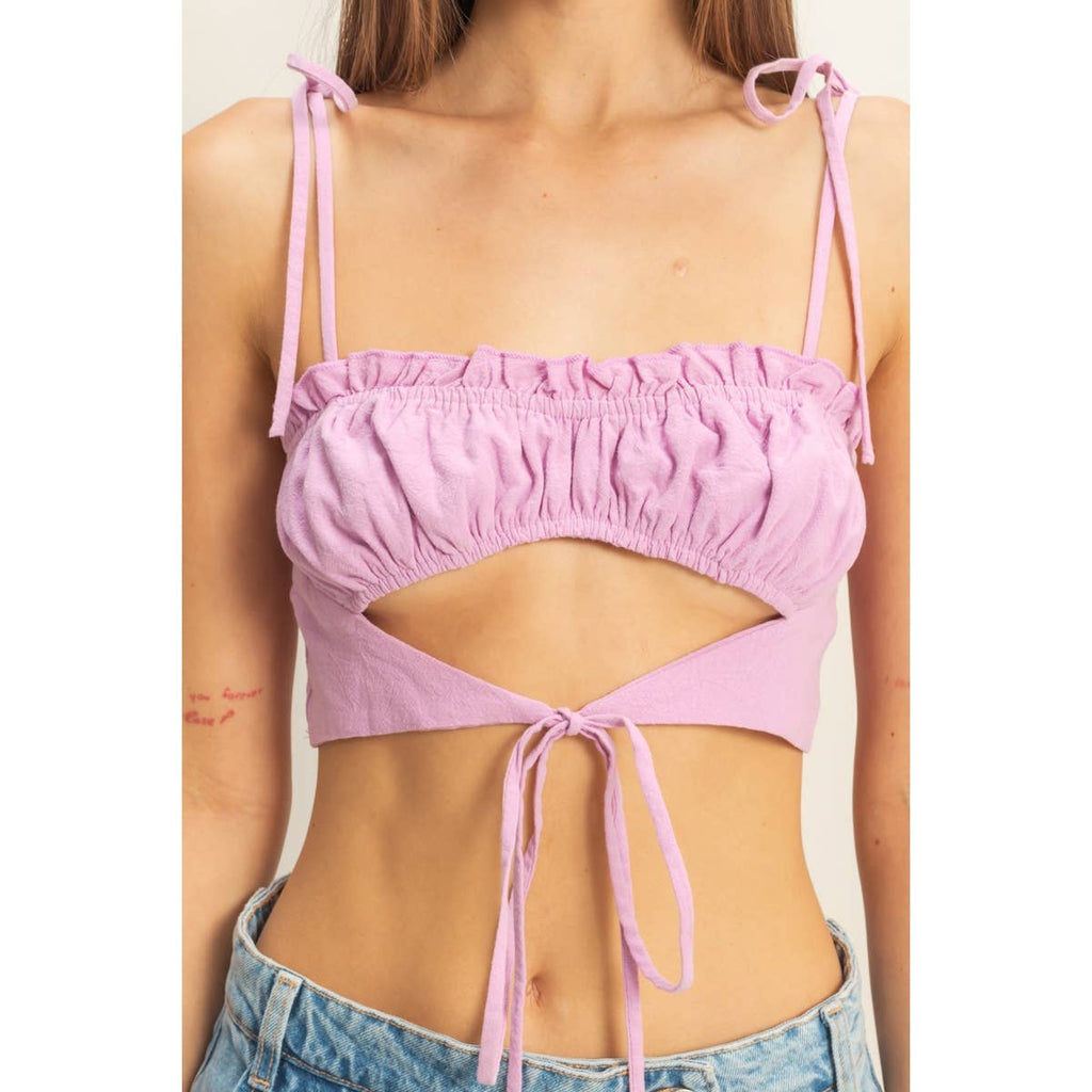 Front Cutout Trim Tie Tank Top