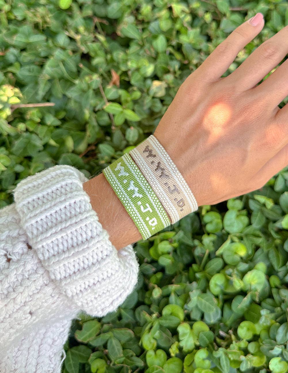 Beige WWJD Embroidered Bracelet
