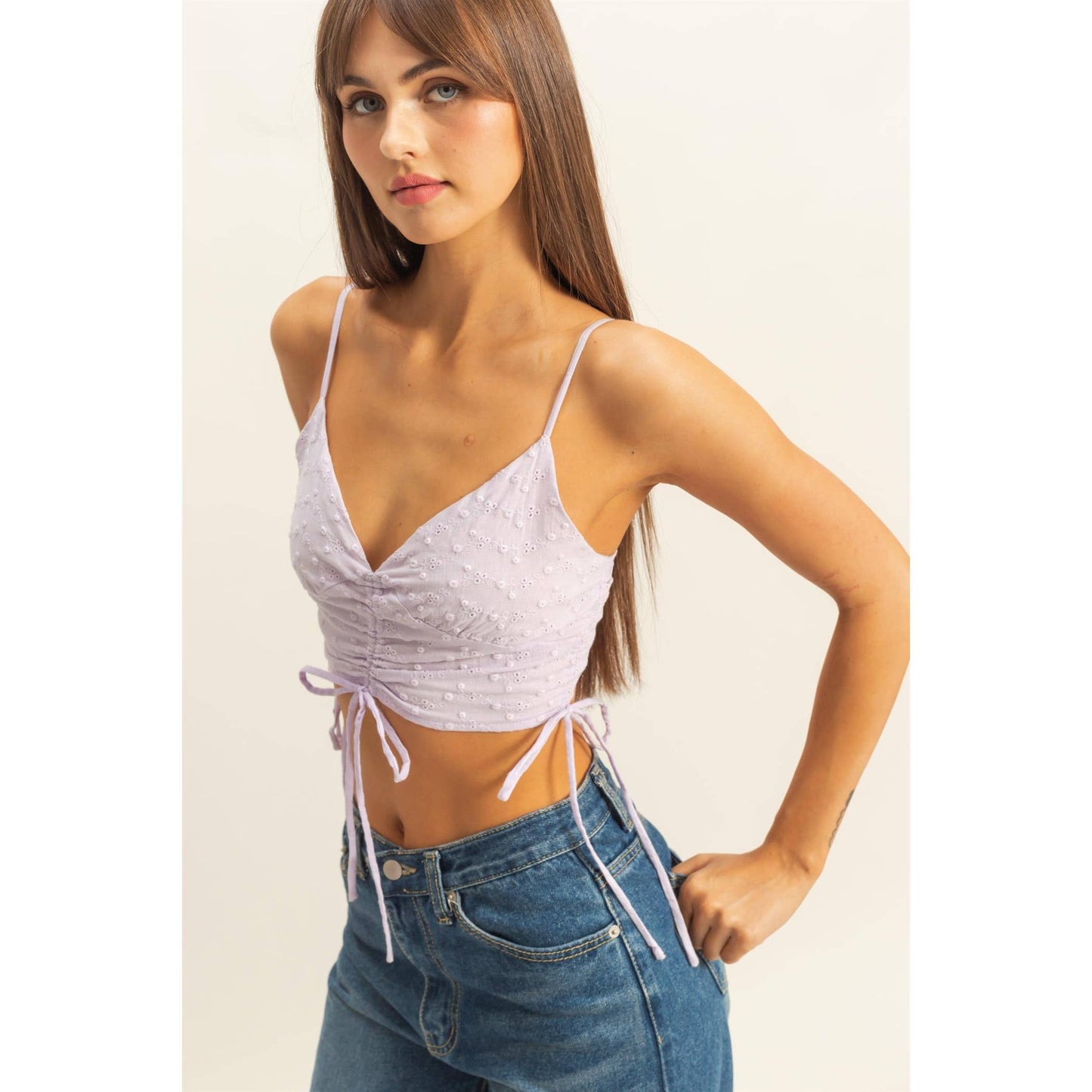 Drawstring Detail Crop Cami Top