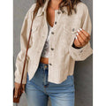 Solid Corduroy Jacket Casual Oversized Button Front