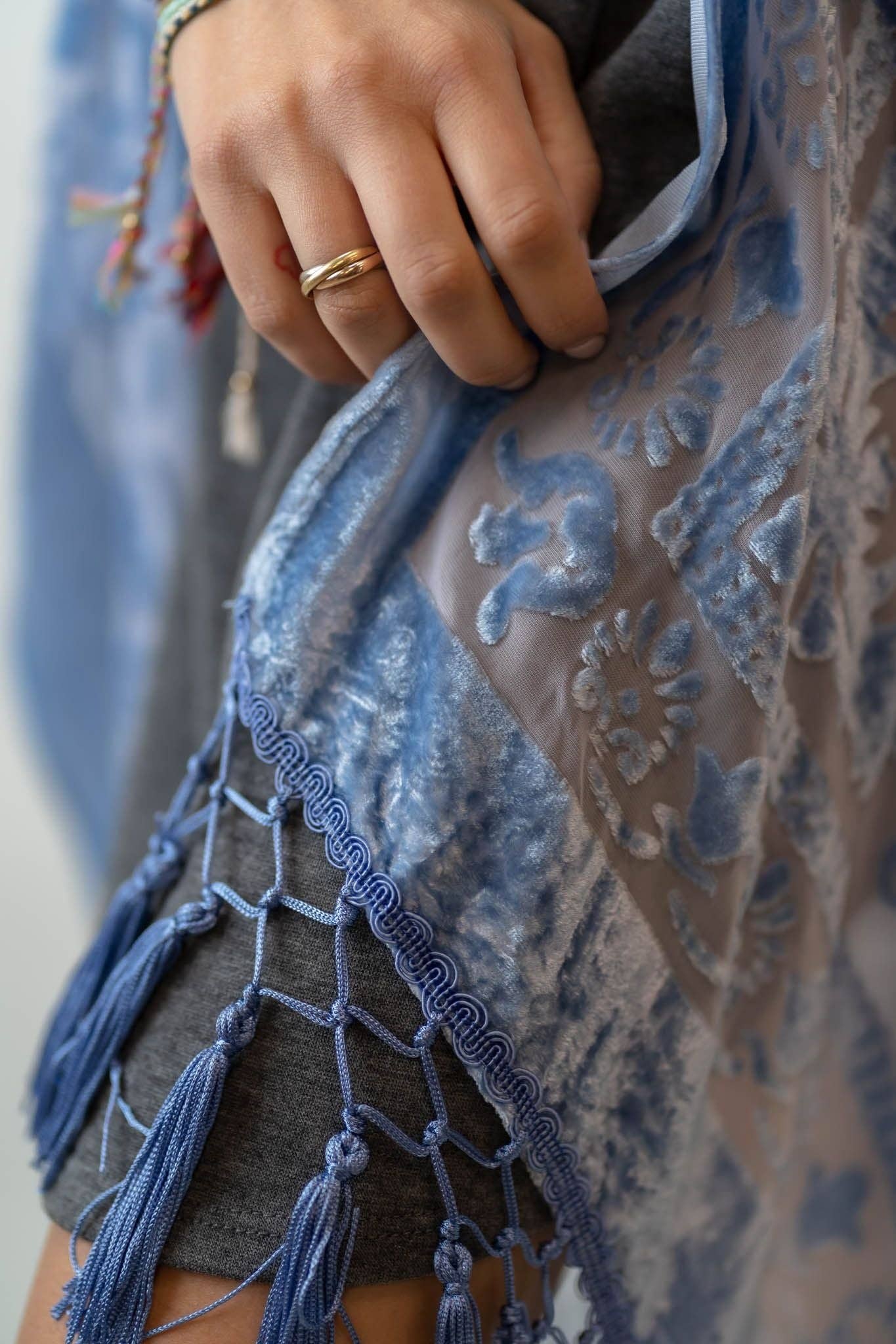 Crushin' On You Velvet Kimono - Blue