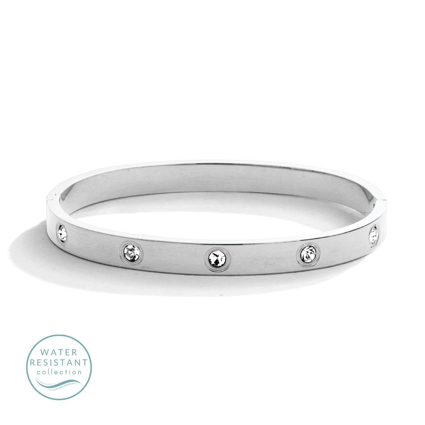 Cubic Zirconia Hinged Bracelet, Water Resistant