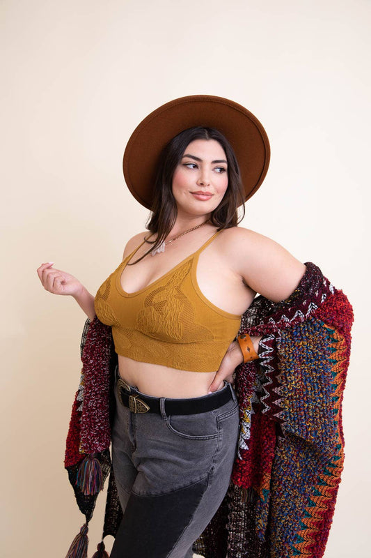 Full Coverage Seamless Padded Textured Brami Plus Size