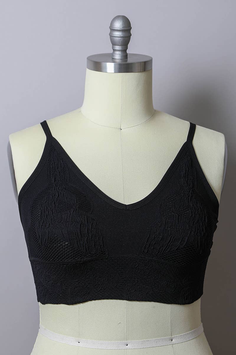 Full Coverage Seamless Padded Textured Brami Plus Size