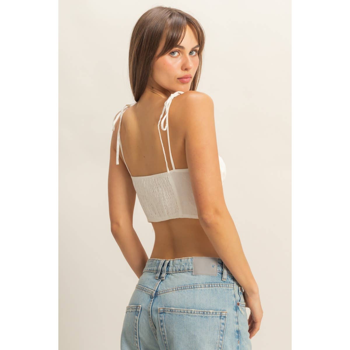 Front Cutout Trim Tie Tank Top