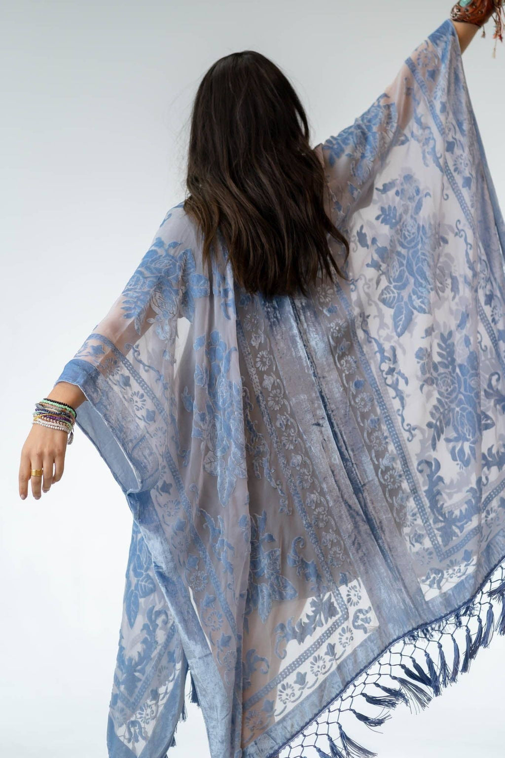 Crushin' On You Velvet Kimono - Blue