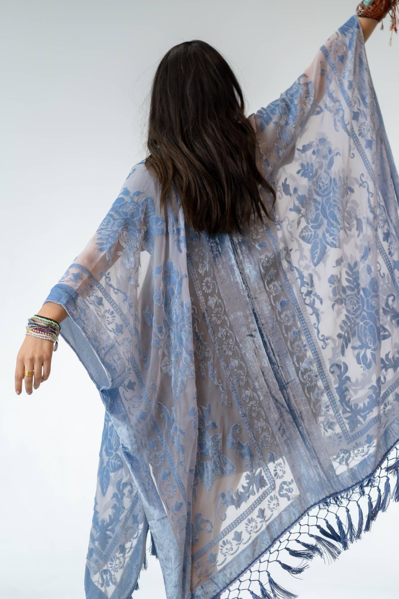 Crushin' On You Velvet Kimono - Blue