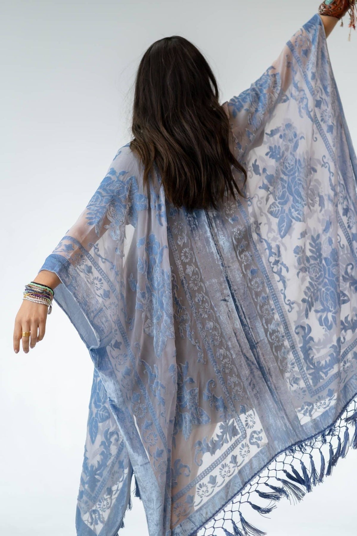 Crushin' On You Velvet Kimono - Blue