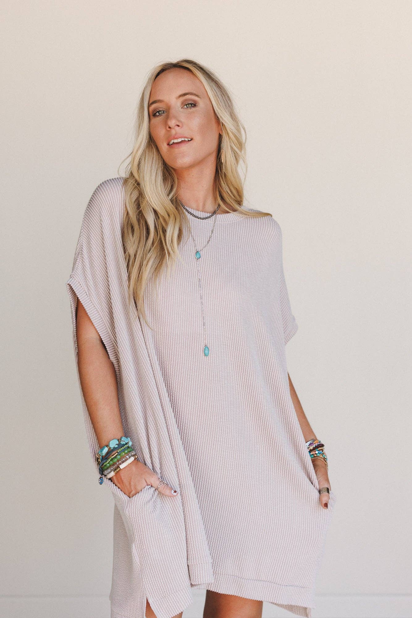 Moon Glow Texture Dress - Oat