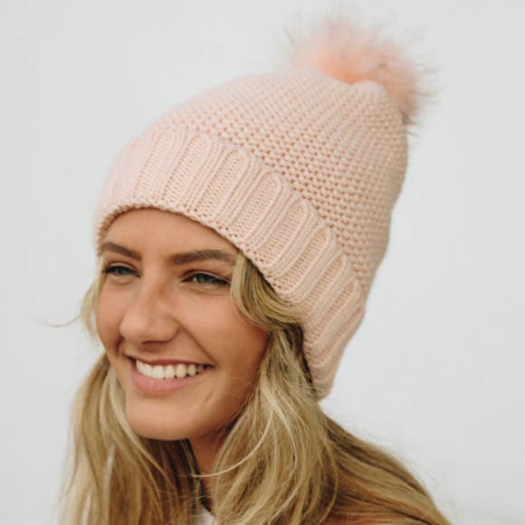 Chunky Knit Pom Beanie with Faux Sherpa Lining 🐑
