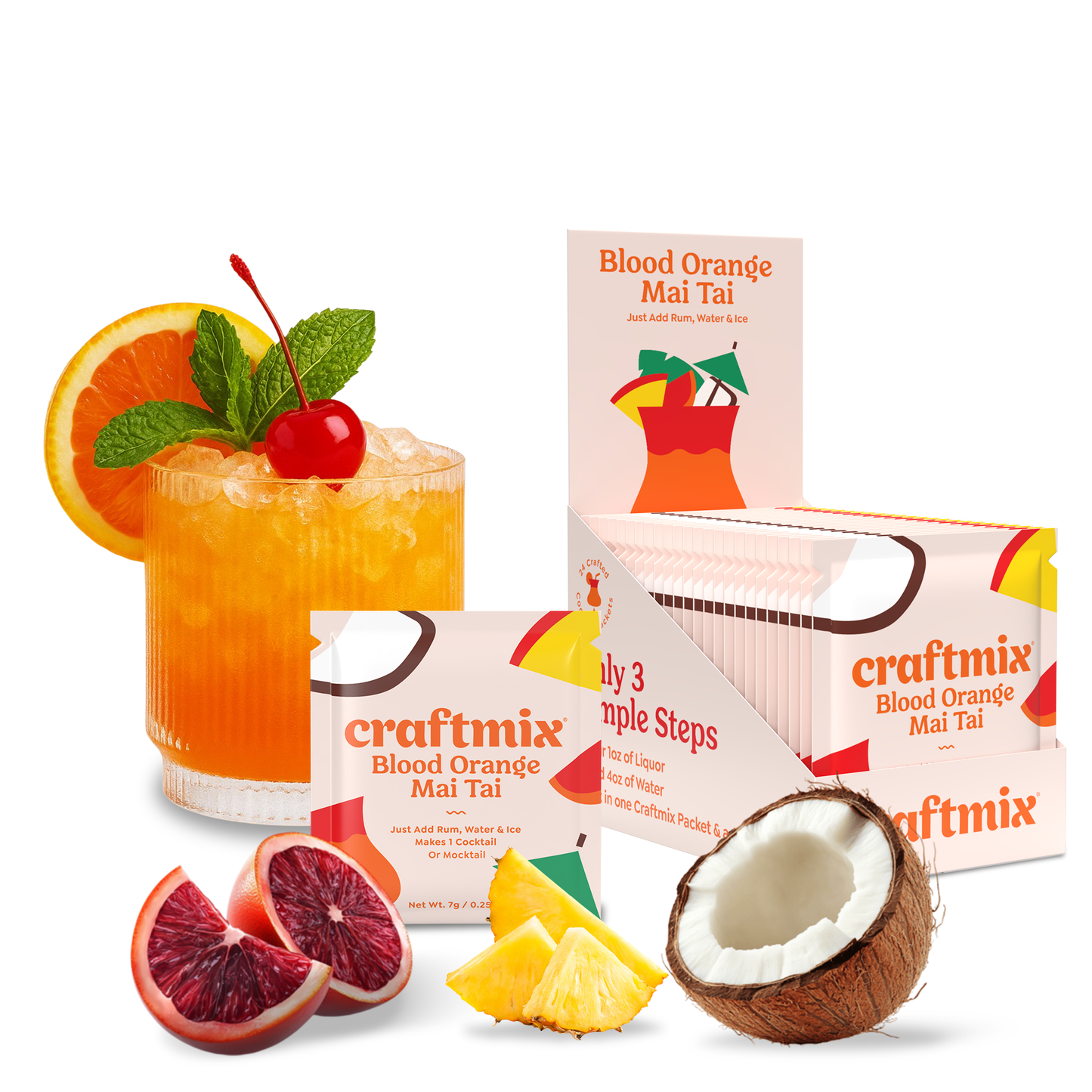Blood Orange Mai Tai Cocktail / Mocktail Mixer - 24ct Caddy