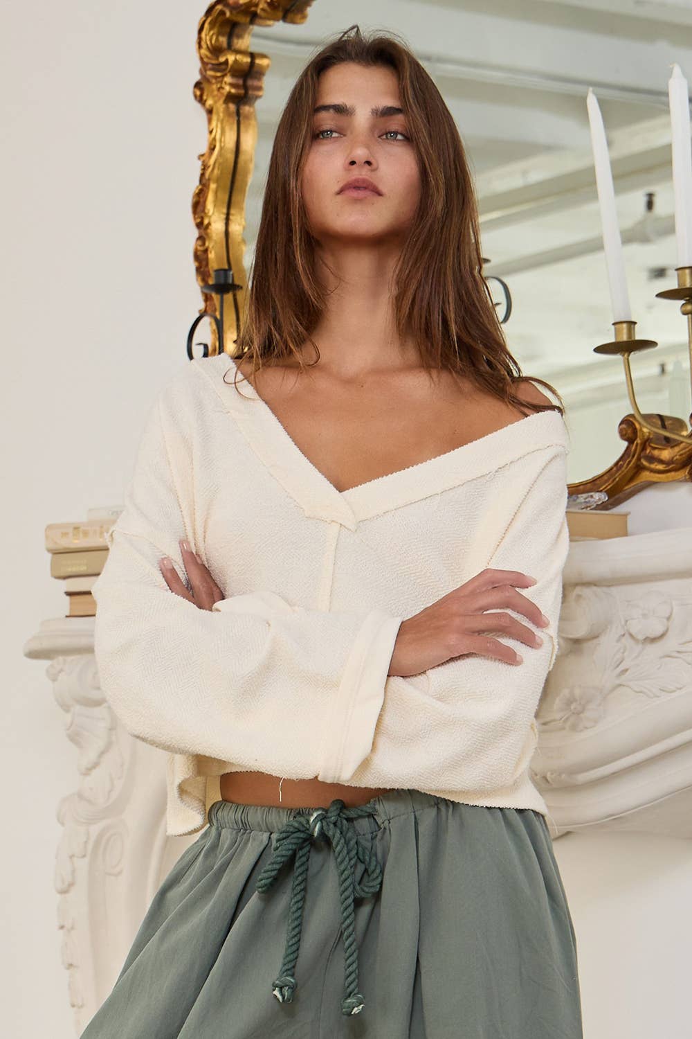 Cutout Back Adjustable Tie Pullover Crop Top