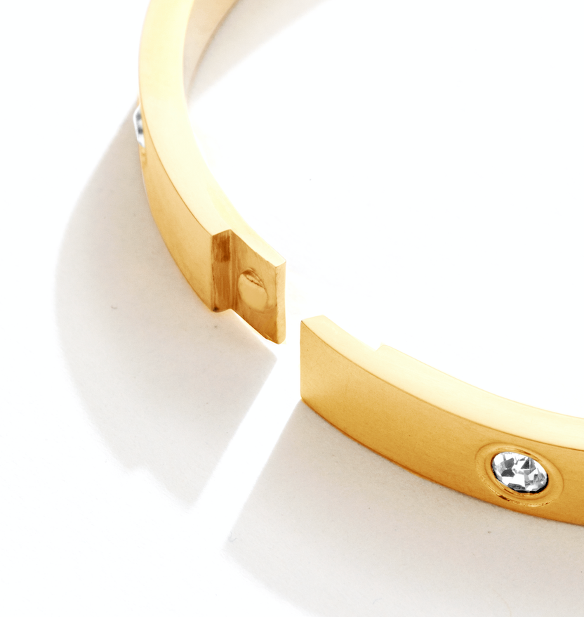 Cubic Zirconia Hinged Bracelet, Water Resistant