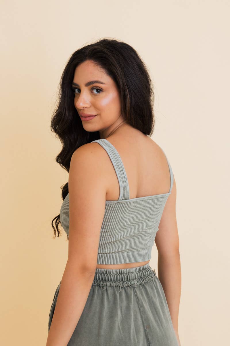 Just Breathe Washed Ribbed Padded Bralette