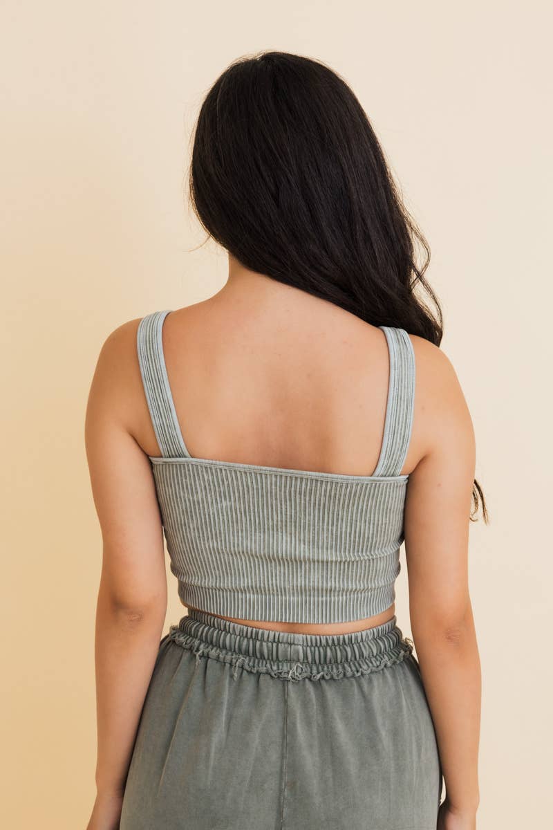 Just Breathe Washed Ribbed Padded Bralette