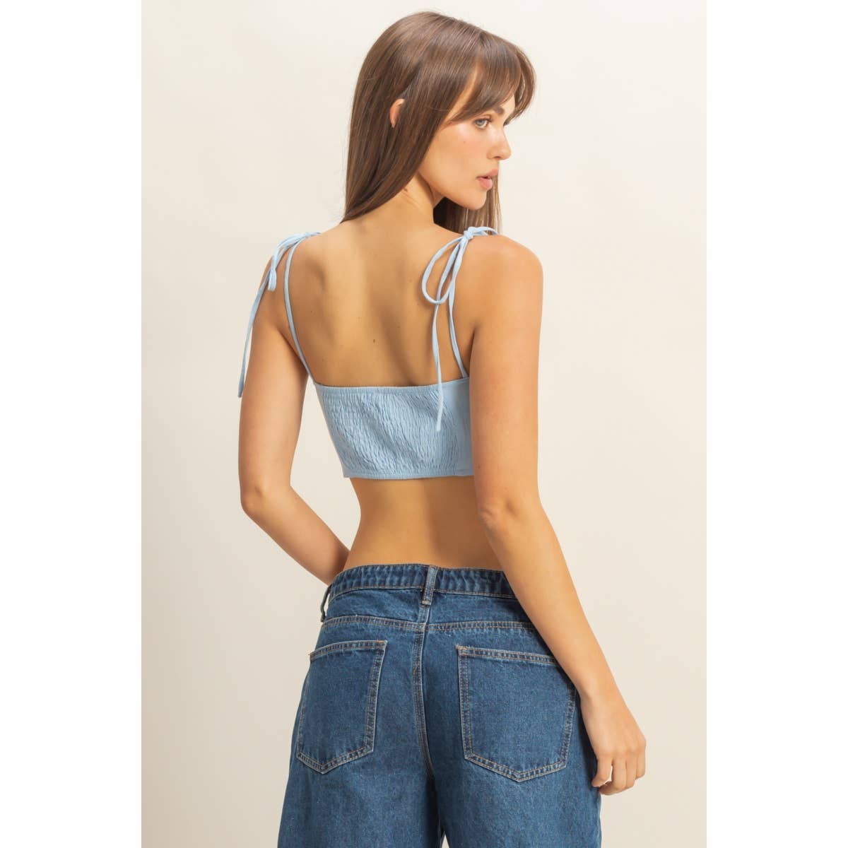 Front Cutout Trim Tie Tank Top