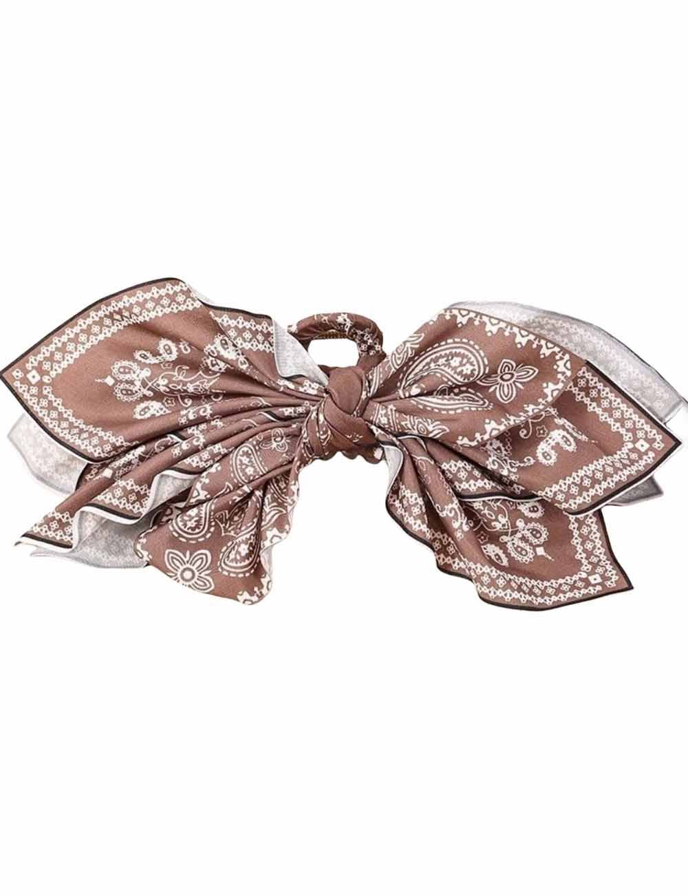 Ladies Chic Paisley Floral Print Bow Knot Hair Clip