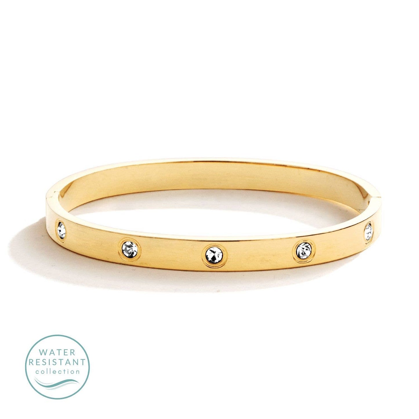 Cubic Zirconia Hinged Bracelet, Water Resistant