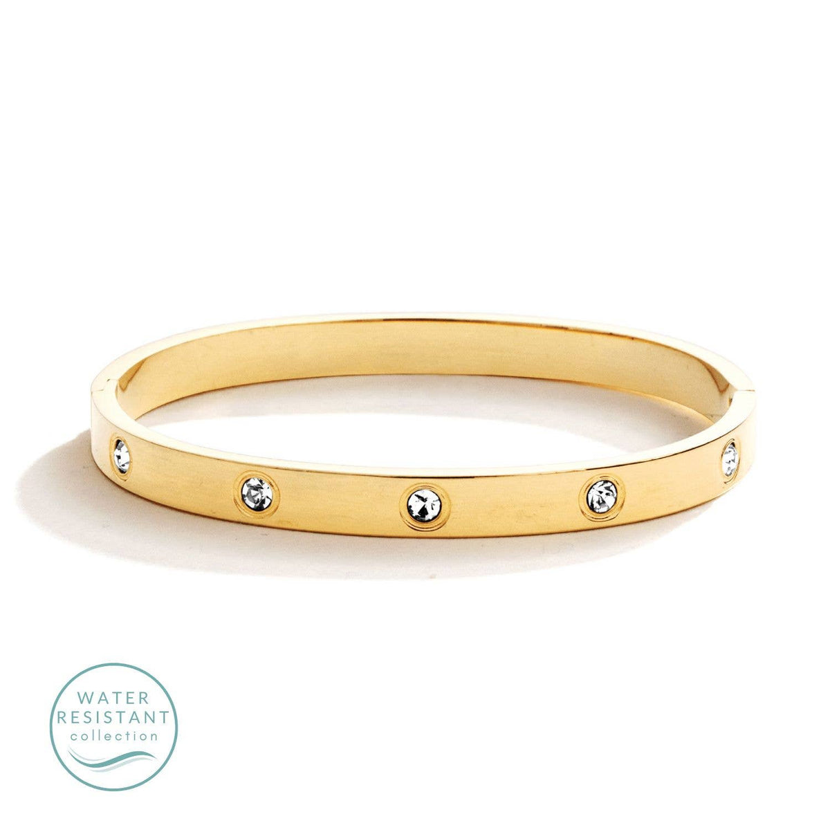 Cubic Zirconia Hinged Bracelet, Water Resistant