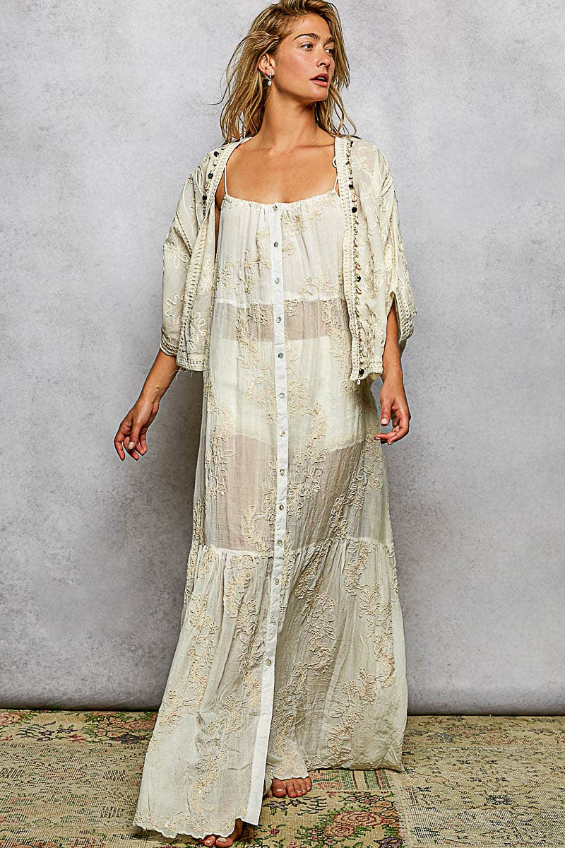 Tassel Shoulder Tie Woven Maxi Dress