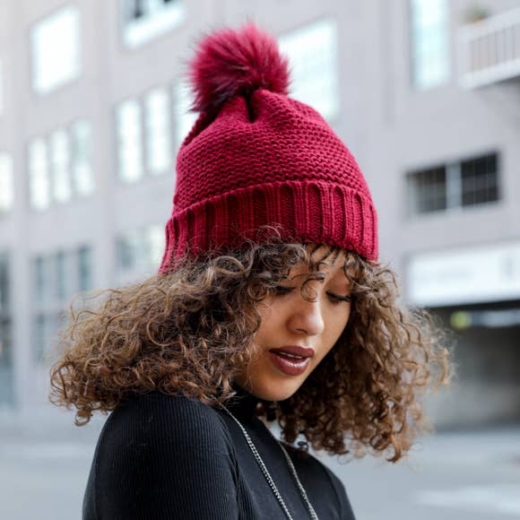 Chunky Knit Pom Beanie with Faux Sherpa Lining 🐑