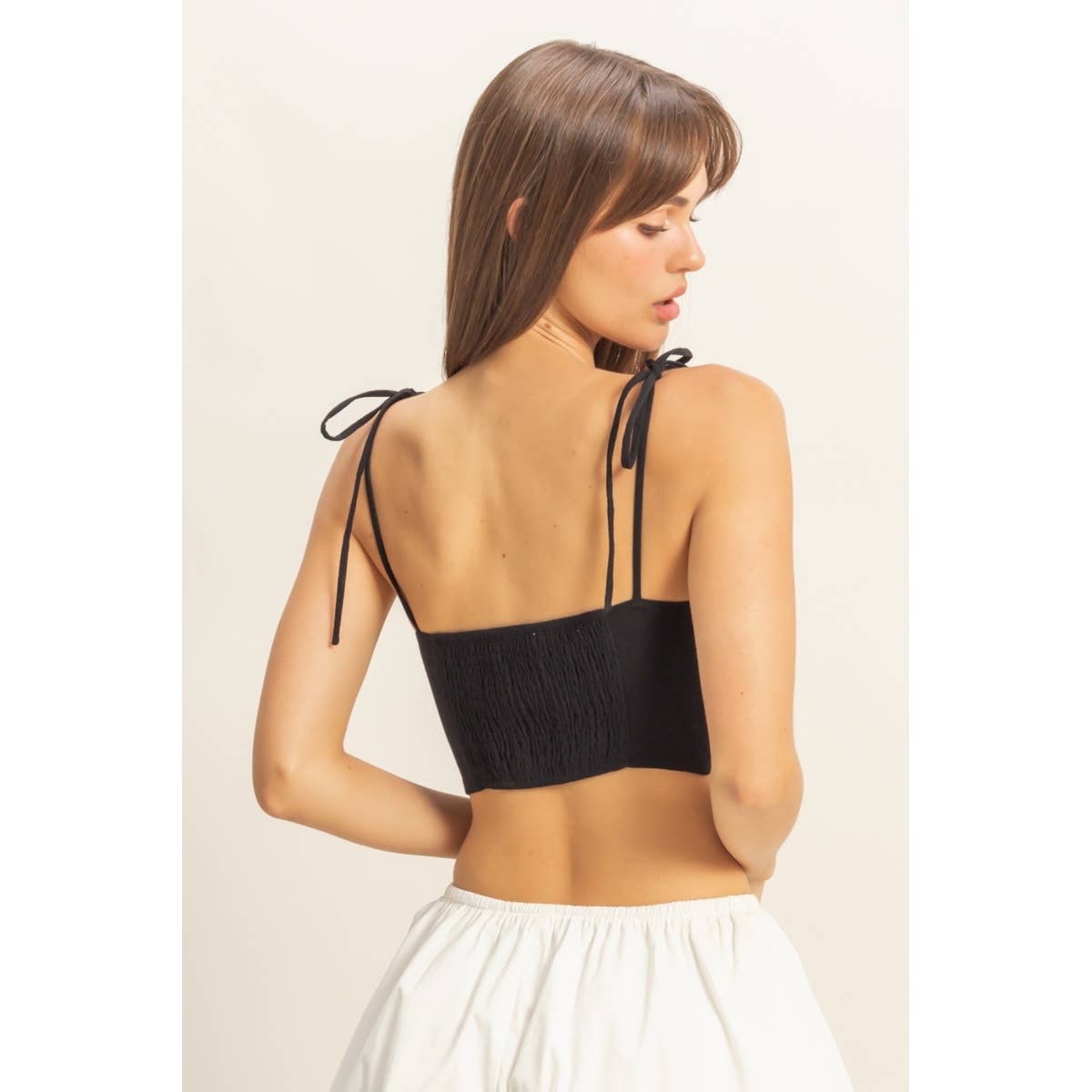 Front Cutout Trim Tie Tank Top