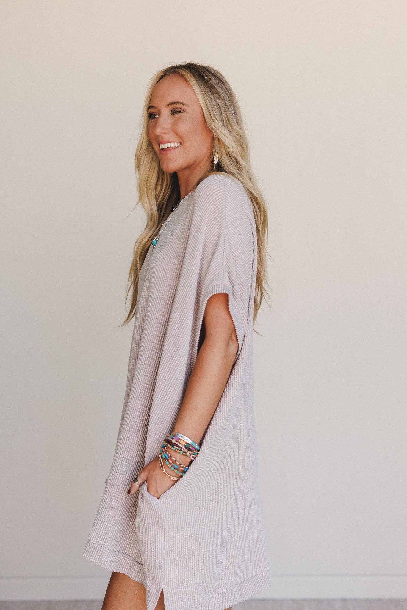 Moon Glow Texture Dress - Oat