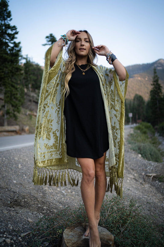 Winter Favorite: Crushin' On You Velvet Kimono - Olive