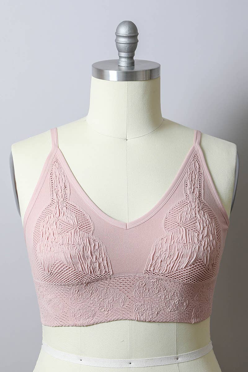 Full Coverage Seamless Padded Textured Brami Plus Size