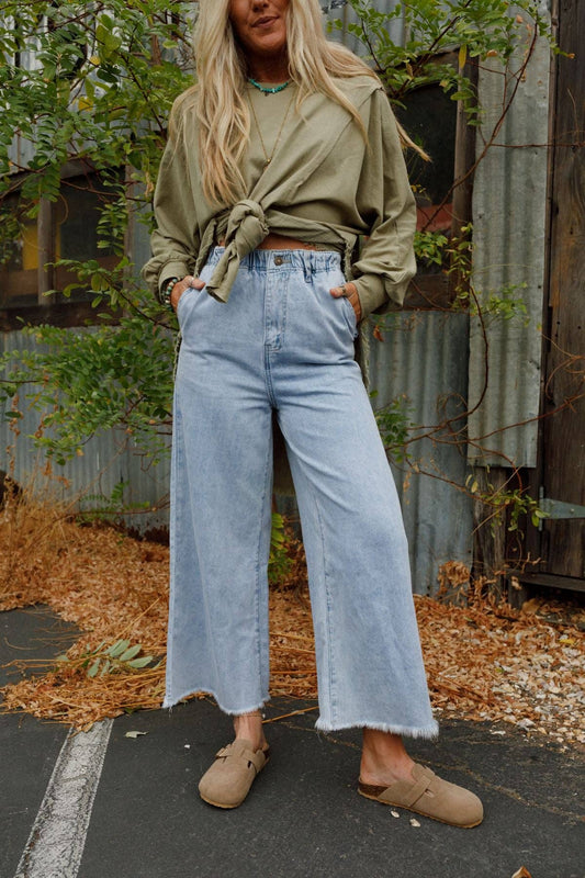 Simply You Wide Leg Jeans - Light Wash
