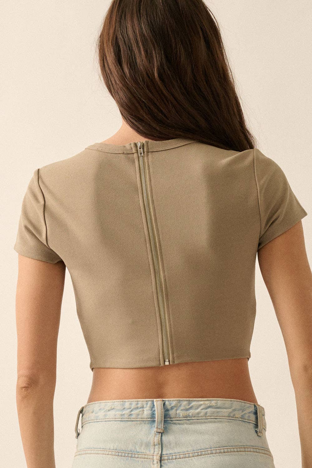 Essential Trends Crepe Corset-Bodice Knit Top