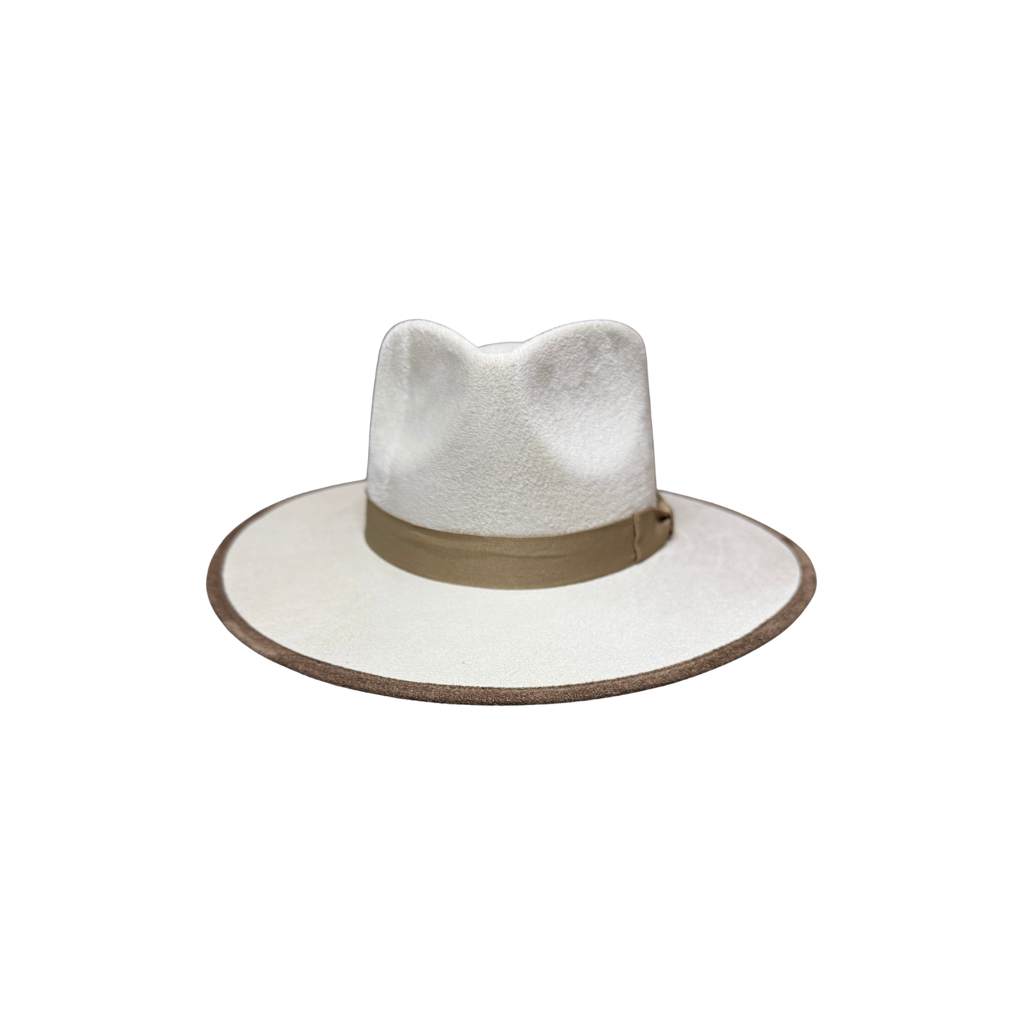 Vegan Suede Tear Drop Hat with Contrast Trim and Bow