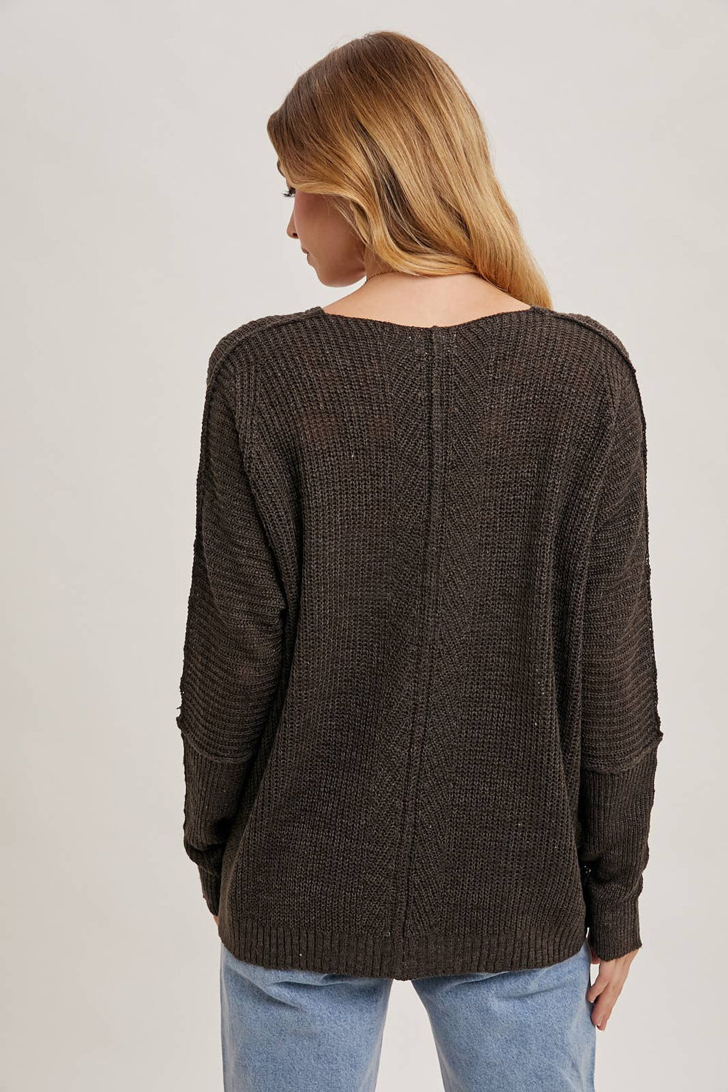 SHEER LOOSEFIT V-NECK KNIT SWEATER PULLOVER