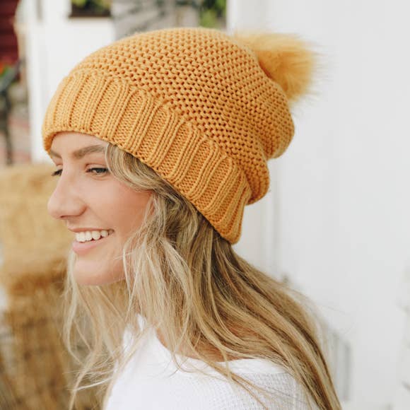 Chunky Knit Pom Beanie with Faux Sherpa Lining 🐑