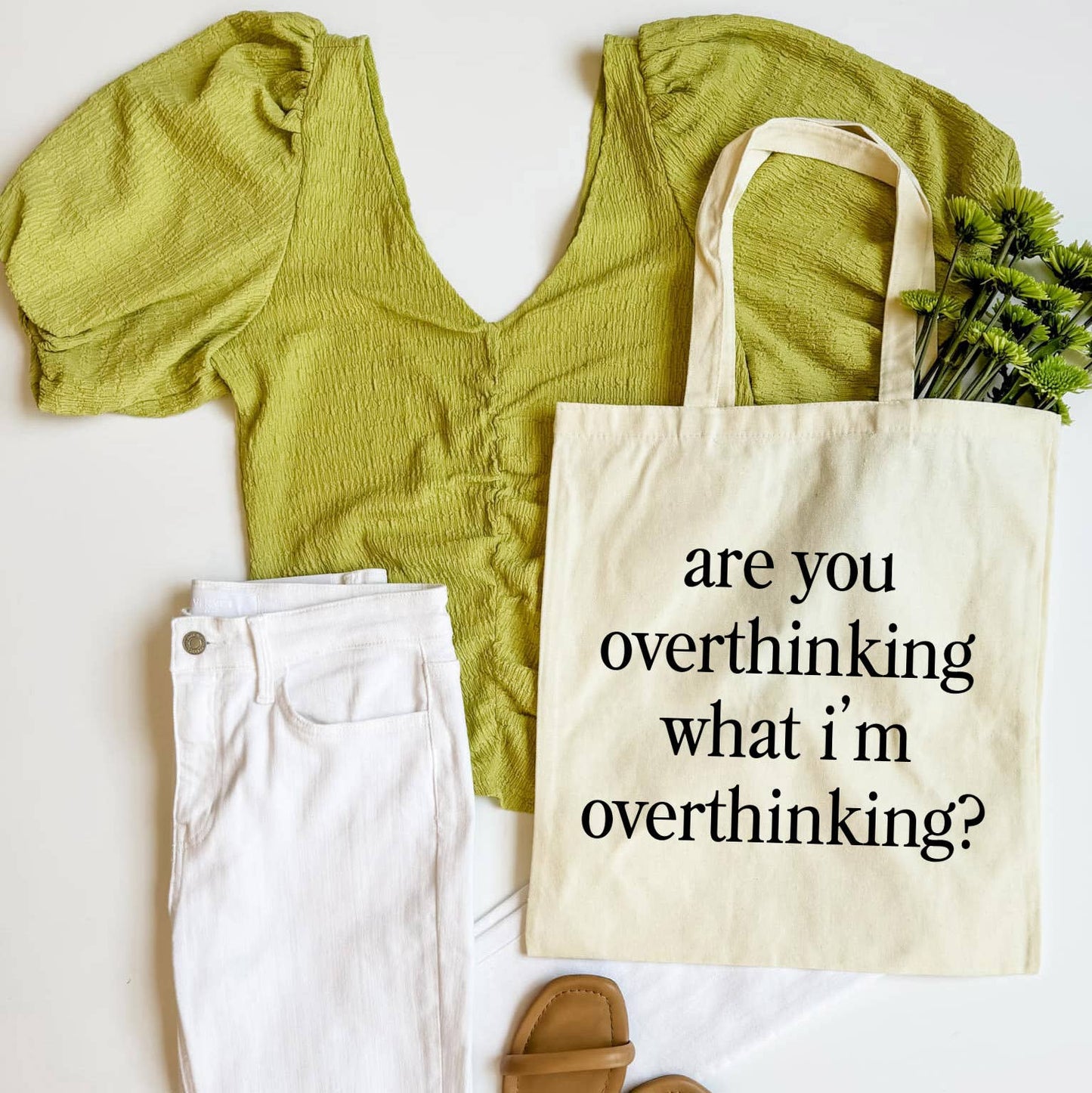 Overthinking Quote Canvas Tote Bag, Anxiety Tote, Funny Tote