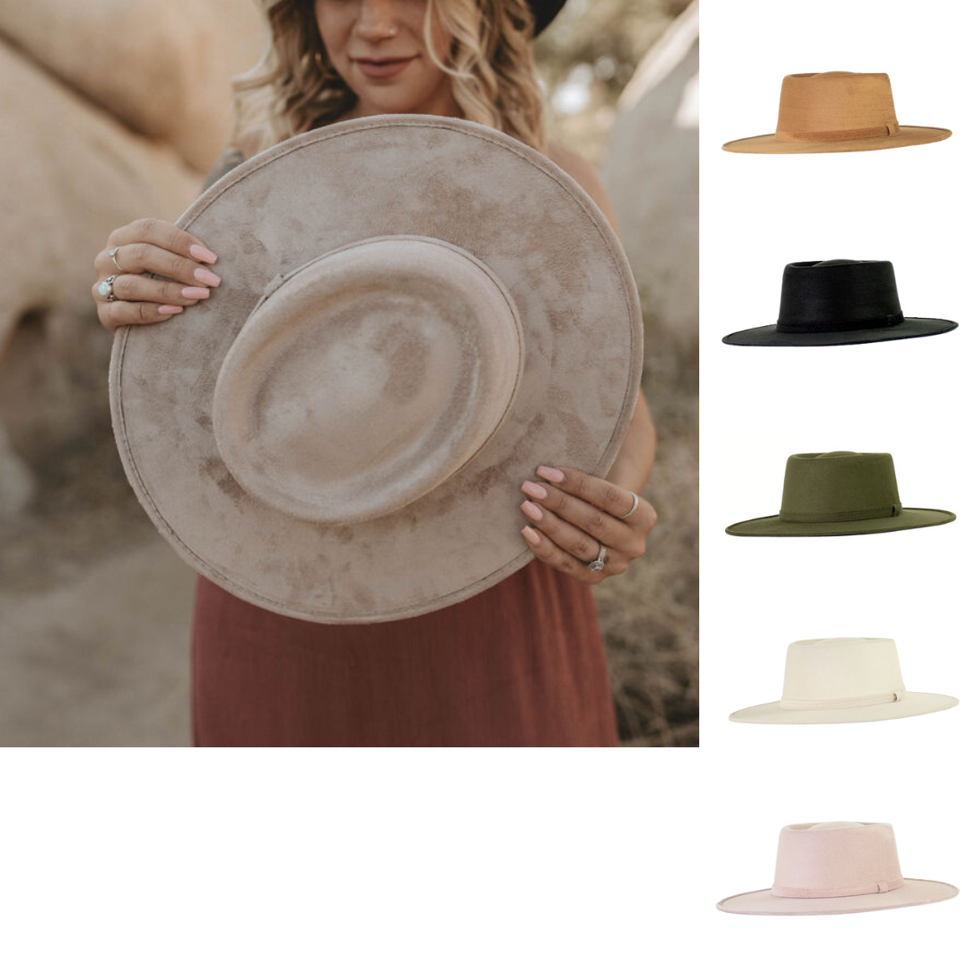 Vegan Suede Crown Top Hats