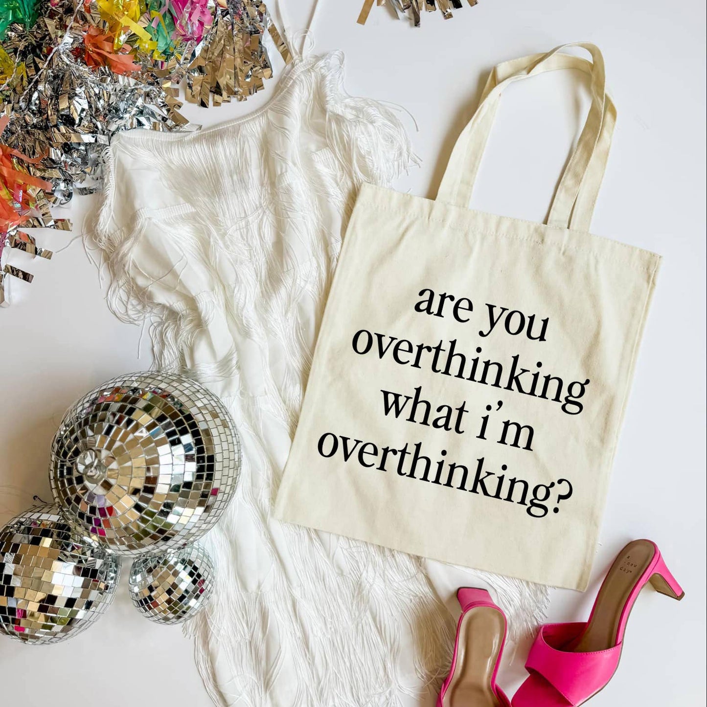 Overthinking Quote Canvas Tote Bag, Anxiety Tote, Funny Tote