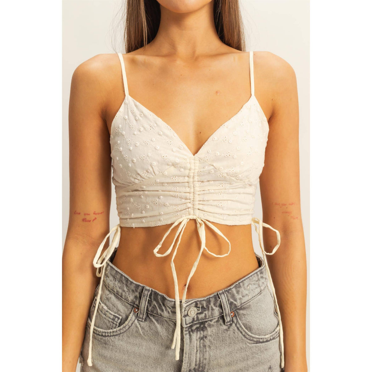 Drawstring Detail Crop Cami Top