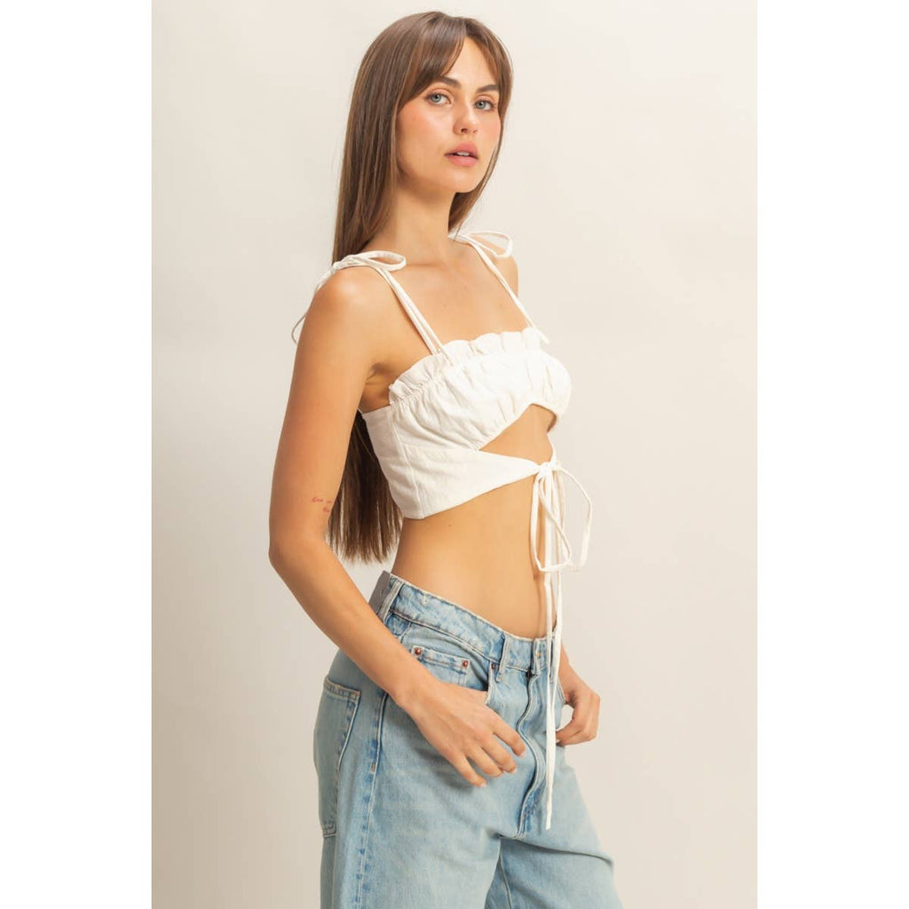 Front Cutout Trim Tie Tank Top