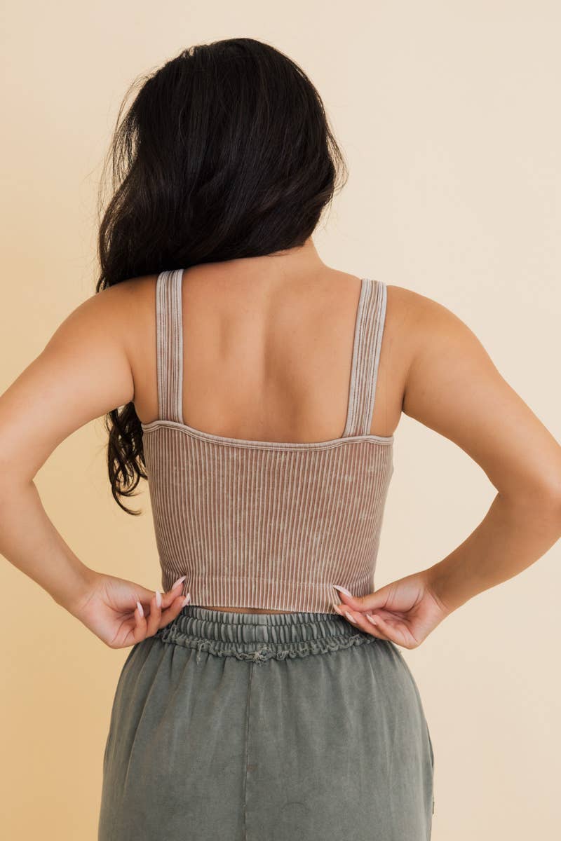 Just Breathe Washed Ribbed Padded Bralette